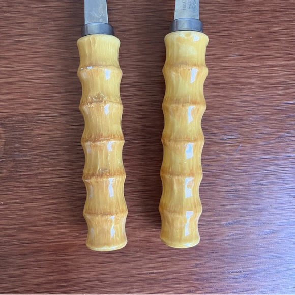 Vintage Avon Stainless Steel Salad Server Spoons w Bamboo Style Handle - Picture 5 of 5